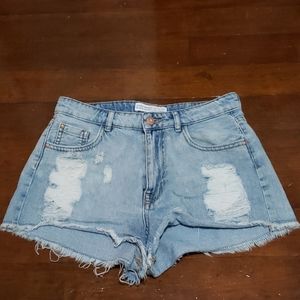 Zara distressed denim shorts